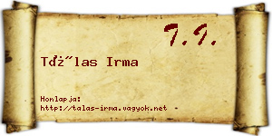 Tálas Irma névjegykártya